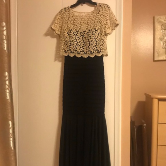 Betsy and Adam Lace Evening Gown - Picture 1 of 3